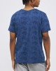 Men's Denim Blue Cotton T-Shirt, V-Neck, with Blue on Blue Paisley Design Print