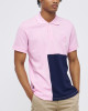 Men's Pink Polo, with Geometric Panel Tailoring and Casual Society Logo