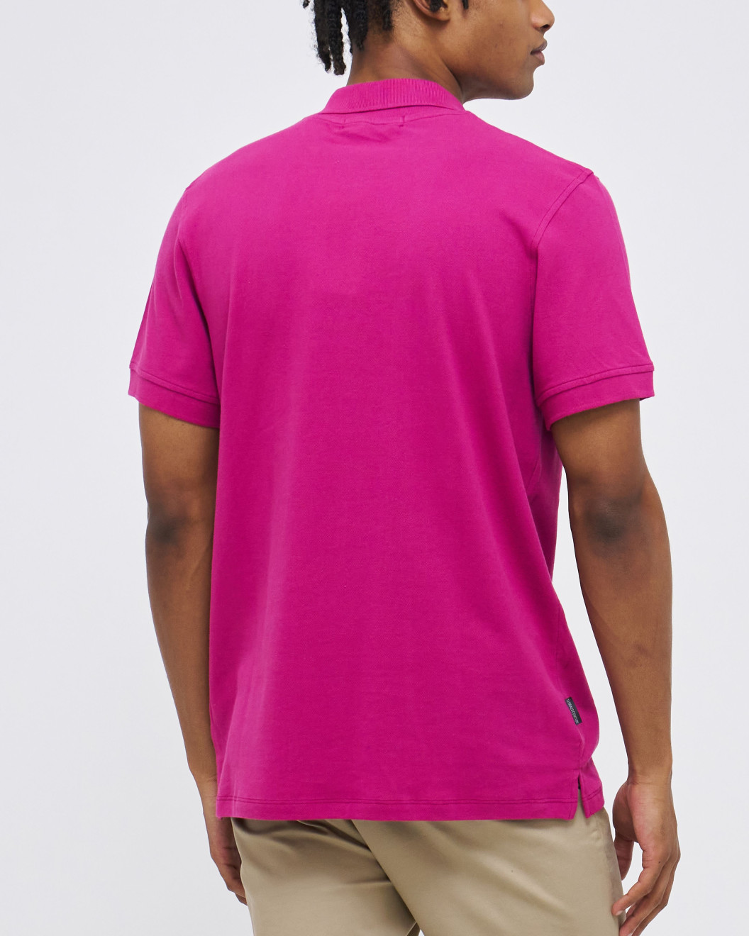 Men's Fuchsia Pink Polo, with contrast Geometric Panel and Casual Society Logo