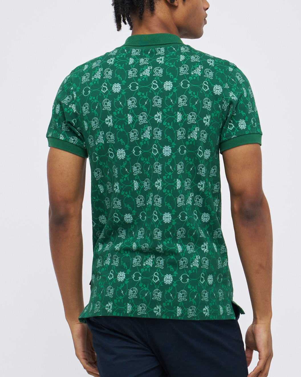 Men's British Green Polo, with Paisley Print and Embossed Casual Society Logo