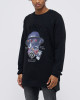 Men's Black Loop-Back Cotton Sweatshirt, with Casual Society Embossed Micro-Leather and Velvet Embroidery