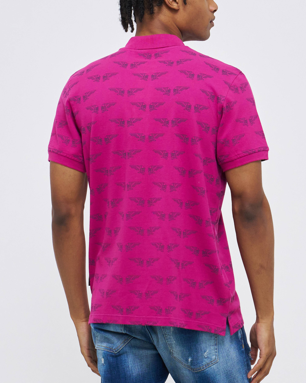 Men's Fuschia Pink  Pique Polo, with Angelic Templar Print and Casual Society Embossed Logo