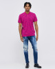 Men's Fuschia Pink  Pique Polo, with Angelic Templar Print and Casual Society Embossed Logo