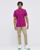 Men's Fuchsia Pique Polo, with Soho 1964 all-over Paisley Print