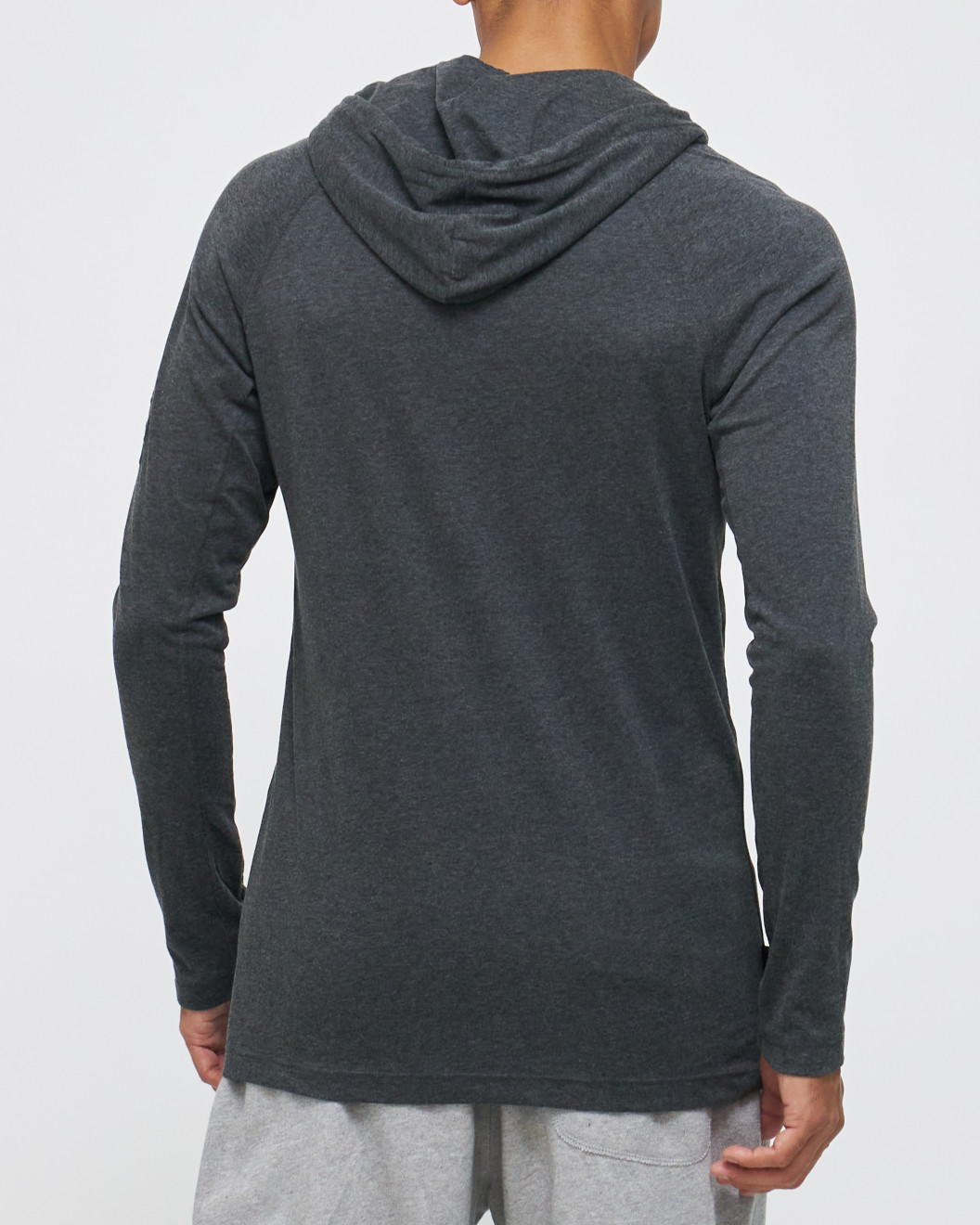 Men's Statue Grey, Hooded Henley, with Casual Society All-Over Rubber Print, Embossed Embroidery Logo