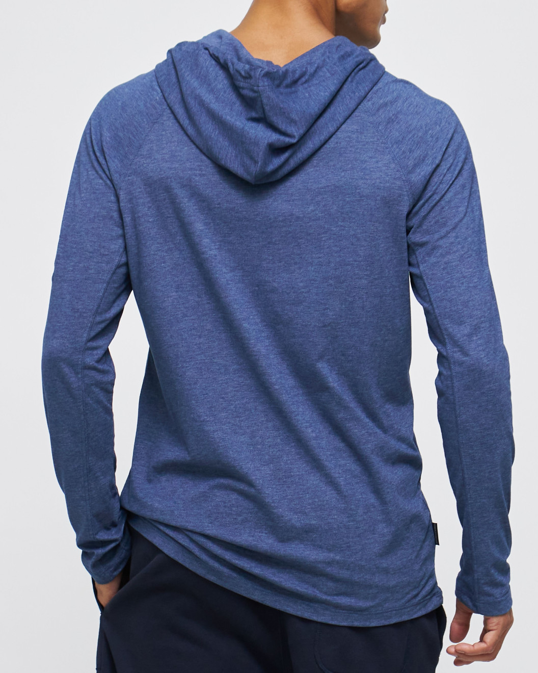 Men's Night Blue, Hooded Henley, with Casual Society All-Over Rubber Print, Embossed Embroidery Logo