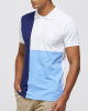 Men's Blue Polo, with White and Baby Blue Panels and Casual Society Logo