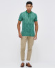 Men's Green Pique Polo, with Antique Gate Print Featuring Casual Logo