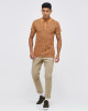 Men's Camel Polo, with Paisley Print and Embossed Casual Society Logo