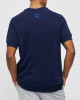 Men's Navy Blue Loop-Back Sweatshirt, with Casual Society Embossed Micro-Leather Applique Embroidery