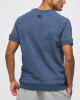 Men's Blue Loop-Back Sweatshirt, with Casual Society Micro-Leather Applique and Embossed Embroidery