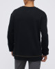 Men's Black Loop-Back Cotton Sweatshirt, with Casual Society Micro-Leather Embroidery