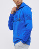 Men's Blue Single Jersey Hoodie, with Casual Society Micro-Laminate, Velvet Applique Embroidery