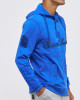 Men's Blue Single Jersey Hoodie, with Casual Society Micro-Laminate, Velvet Applique Embroidery