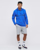 Men's Blue Single Jersey Hoodie, with Casual Society Micro-Laminate, Velvet Applique Embroidery