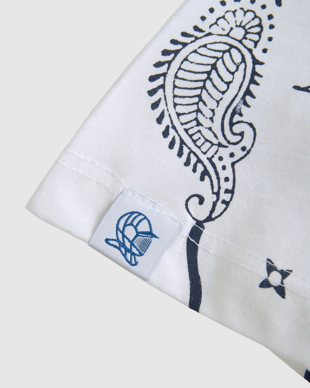 Men's White V-Neck Cotton Melange T-Shirt, with Casual Society CS Paisley Monogram Print