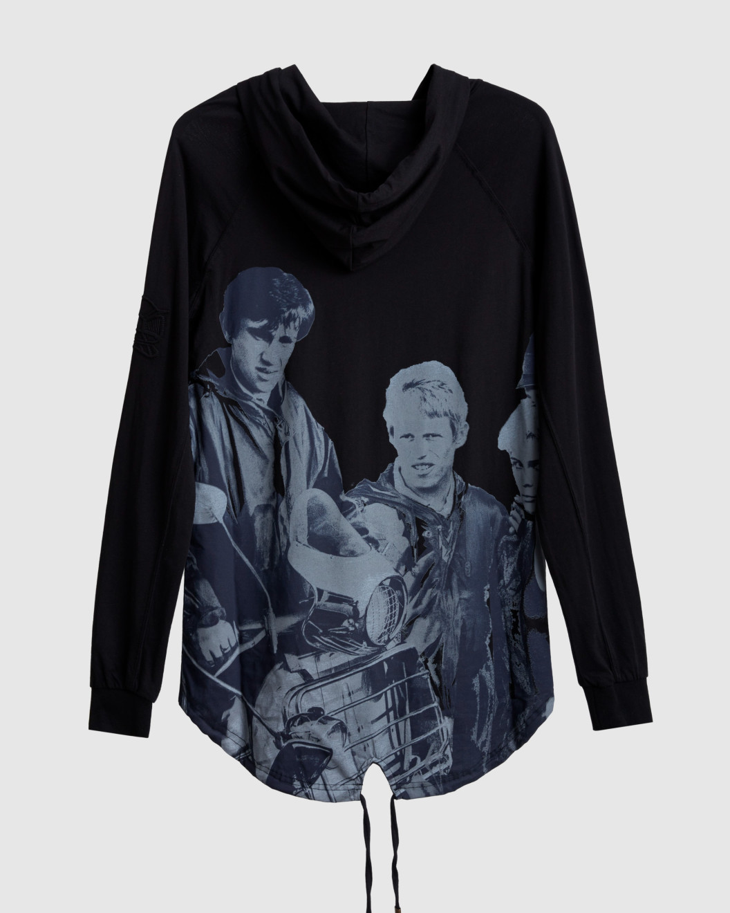 Men's Black, Hooded Henley Shirt, with Jimmy - Phil Daniels Quadrophenia Print, with Embossed Embroidery Logo