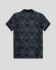 Men's Black Pique Polo, with Baroque Print and Casual Emboosed Society Logo