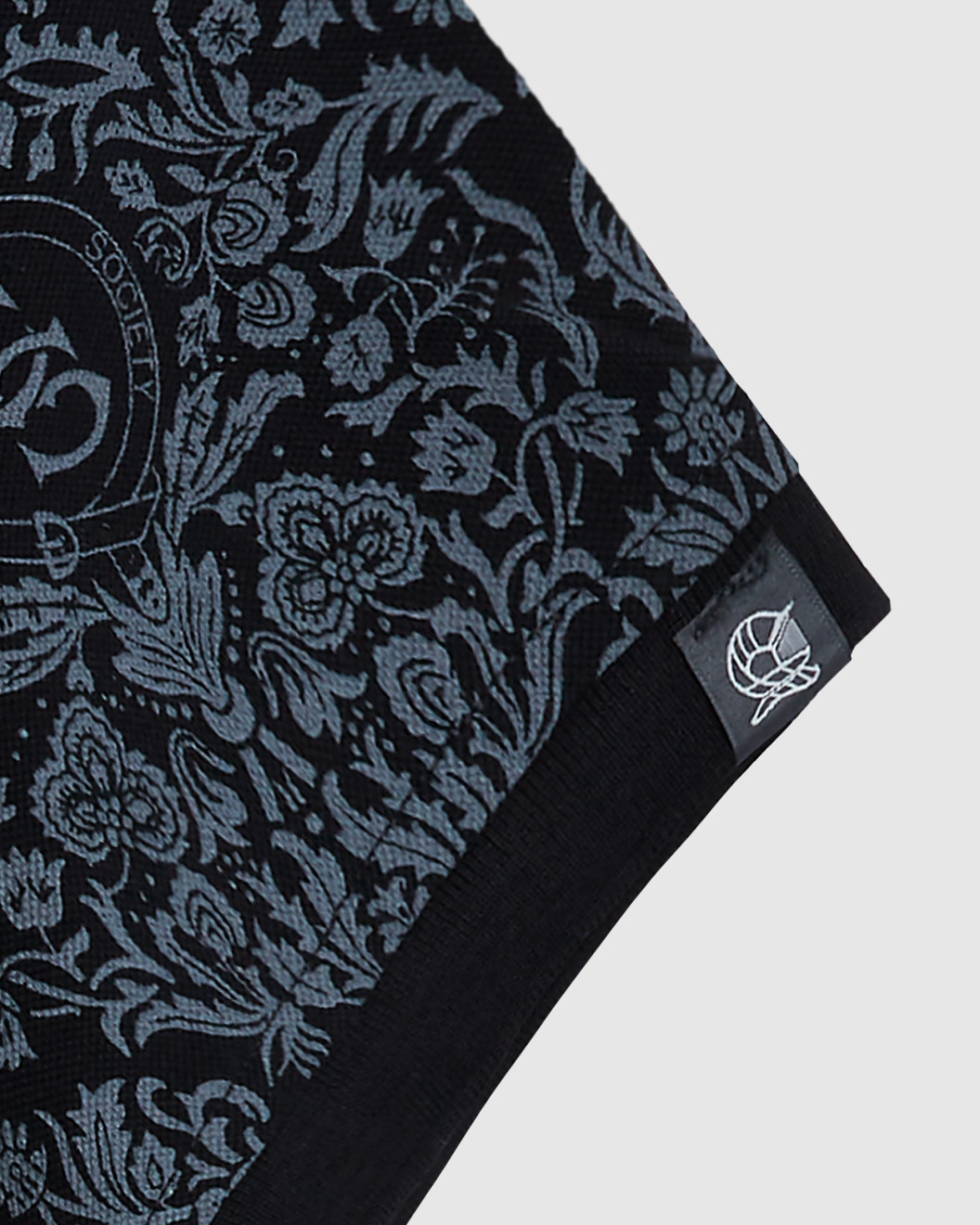 Men's Black Pique Polo, with Baroque Print and Casual Emboosed Society Logo