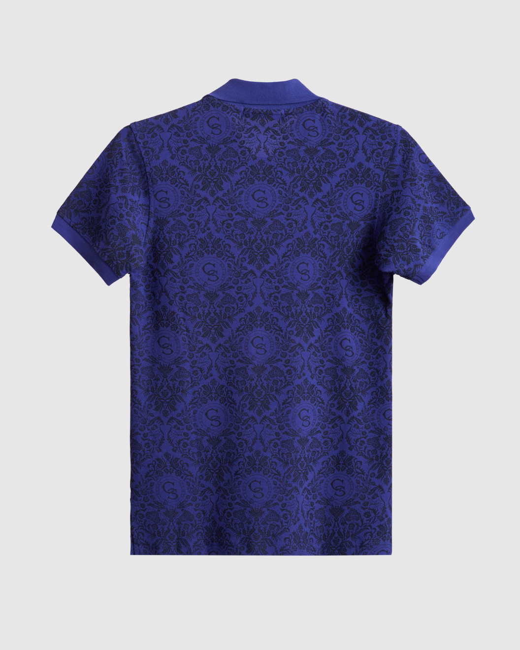 Men's Navy Pique Polo, with Baroque Print and Casual Emboosed Society Logo