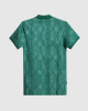 Men's Green Pique Polo, with Antique Gate Print Featuring Casual Logo