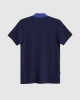 Men's Iris Blue Polo, with Navy Panel Tailoring and Casual Society Logo