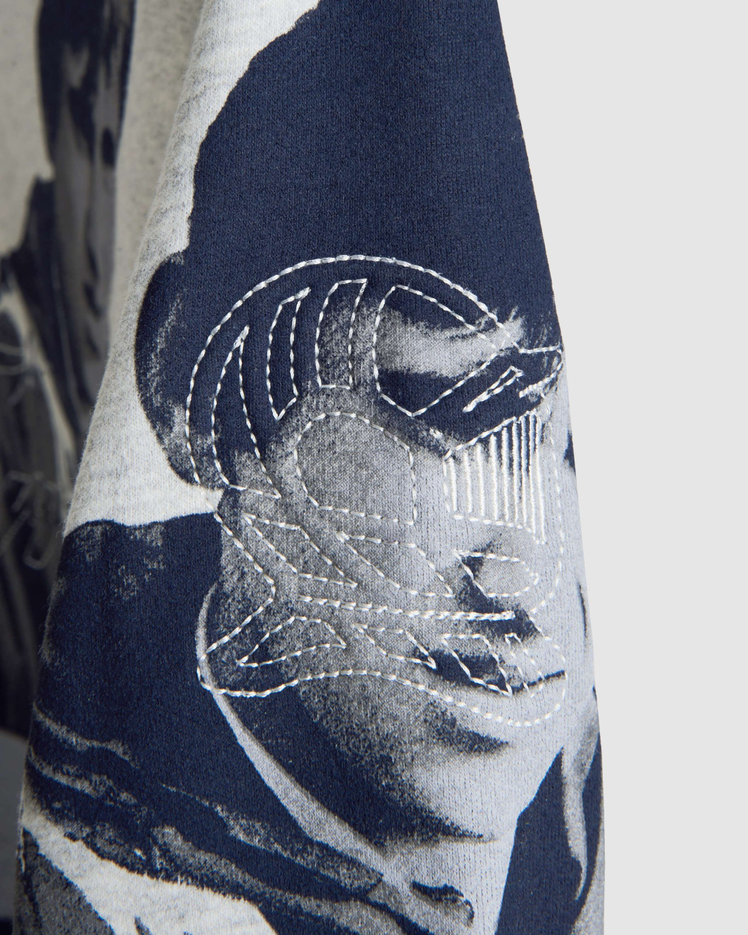 Men's Grey Loop-Back Sweatshirt with Quadrophenia Print and Embossed Velvet Embroidery