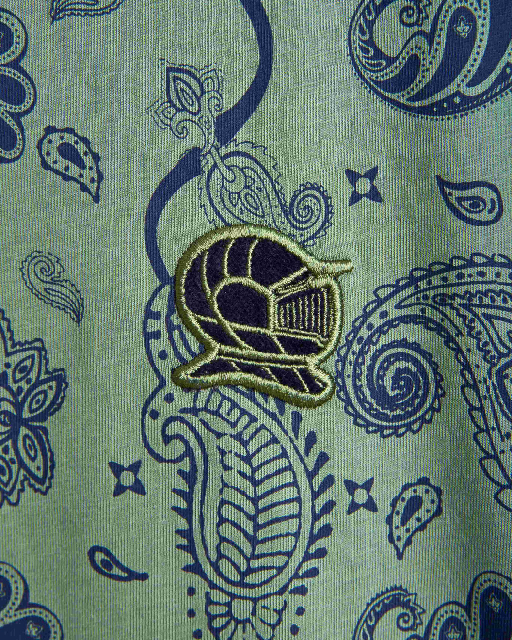 Men's Olive Jersey T-Shirt, Casual Society Paisley Monogram Print