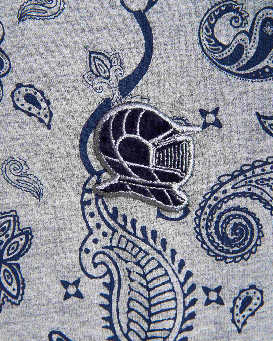 Men's Grey Melange Crew Neck T-Shirt, Casual Society Paisley Monogram Print & Velvet Logo