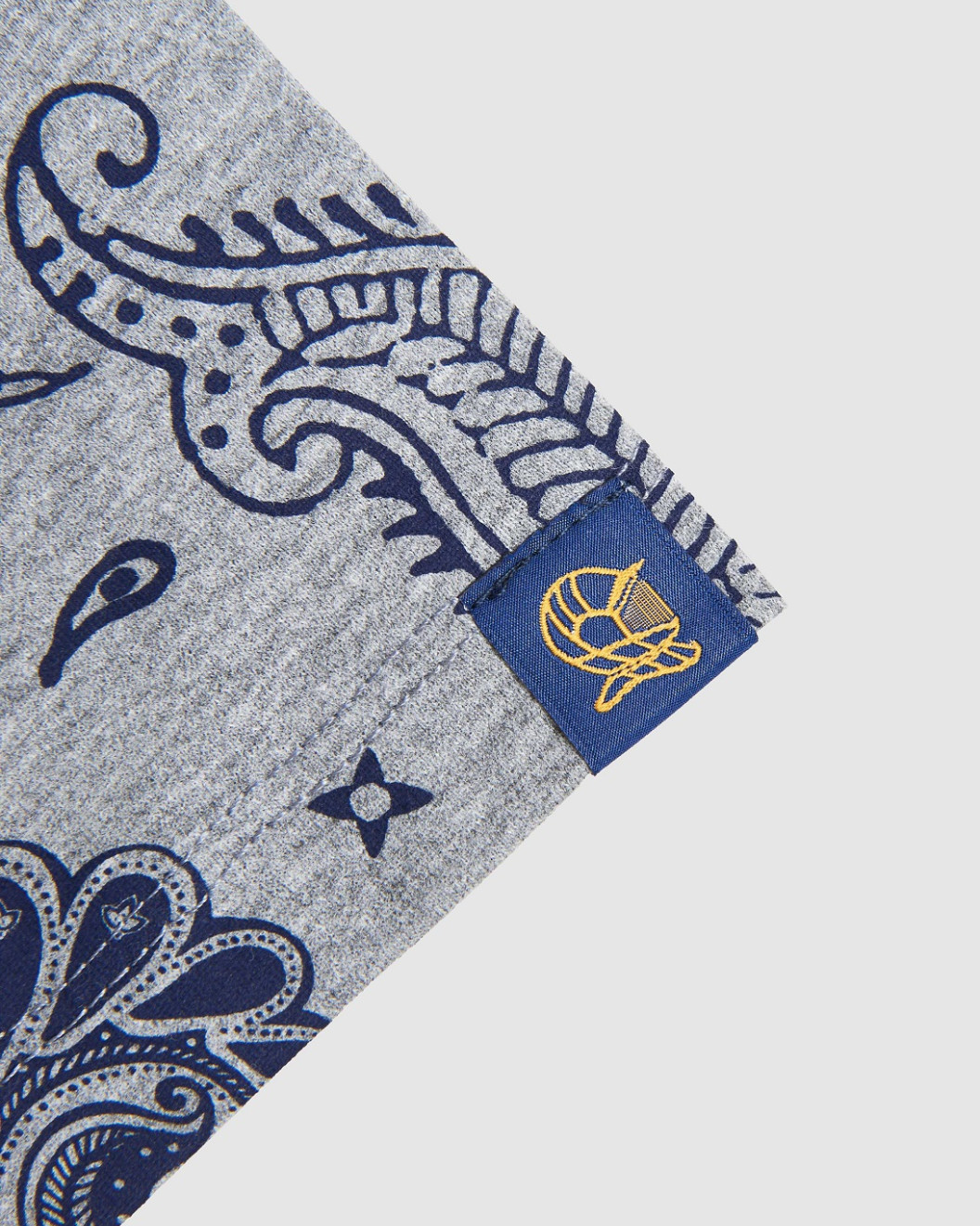 Men's Grey Melange Crew Neck T-Shirt, Casual Society Paisley Monogram Print & Velvet Logo