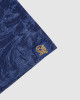 Men's Night Blue Melange Crew Neck T-Shirt, Barouque Print & Velvet Applique Logo