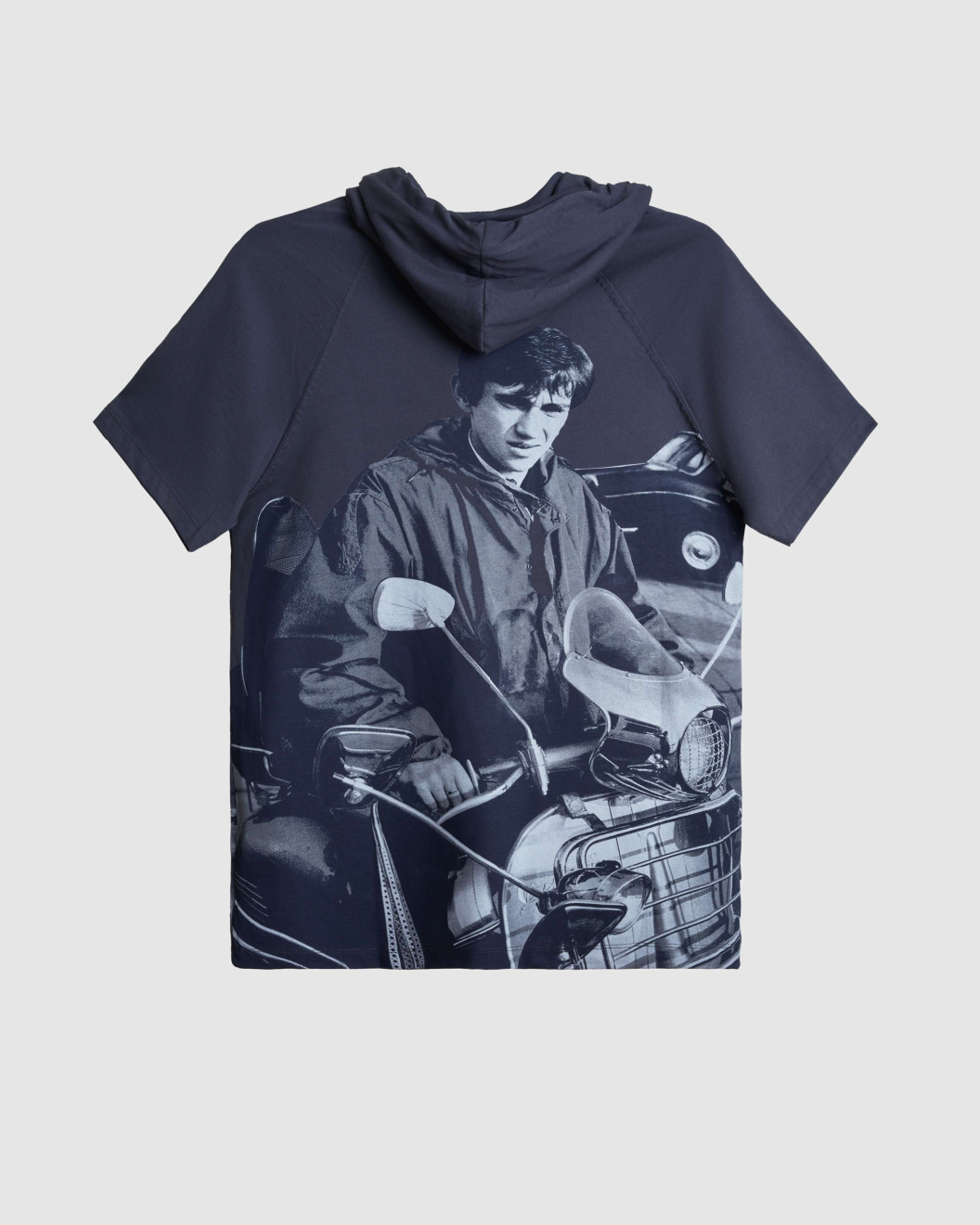 Men's Cobalt Grey, Hooded, Single Jersey T-Shirt, with Jimmy Quadrophenia Scooter Print