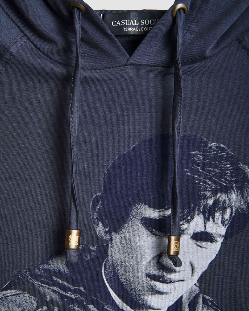 Men's Cobalt Grey, Hooded, Single Jersey T-Shirt, with Jimmy Quadrophenia Scooter Print