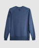 Men's Blue Loop-Back Cotton Sweatshirt, with Casual Society Embossed Micro-Leather and Velvet Embroidery