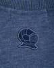 Men's Blue Loop-Back Cotton Sweatshirt, with Casual Society Embossed Micro-Leather and Velvet Embroidery