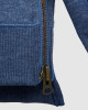 Men's Blue Loop-Back Cotton Sweatshirt, with Casual Society Embossed Micro-Leather and Velvet Embroidery