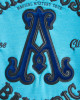 Men's Blue Loop-Back Cotton Sweatshirt with Casual Society Embossed Micro-Leather and Velvet Embroidery