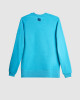 Men's Blue Loop-Back Cotton Sweatshirt with Casual Society Embossed Micro-Leather and Velvet Embroidery