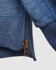 Men's Blue Loop-Back Cotton Sweatshirt, with Casual Society Embossed Micro-Leather and Velvet Embroidery