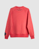 Men's Grenadine Red Loop-Back Cotton Sweatshirt with Micro-Leather & Velvet Embossed Embroidery