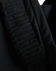 Men's Black Loop-Back Cotton Sweatshirt Hoodie with Micro-Leather Embossed Applique Embroidery