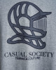 Men's Grey Cotton Melanage Henley Shirt, with Casual Society Logo in Grey Flock Print