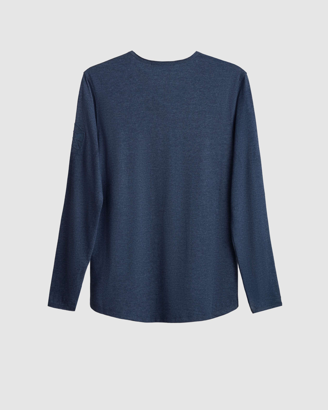 Men's Night Blue Melange Henley Shirt, with Antique Barouque All-over Print on Front Panel