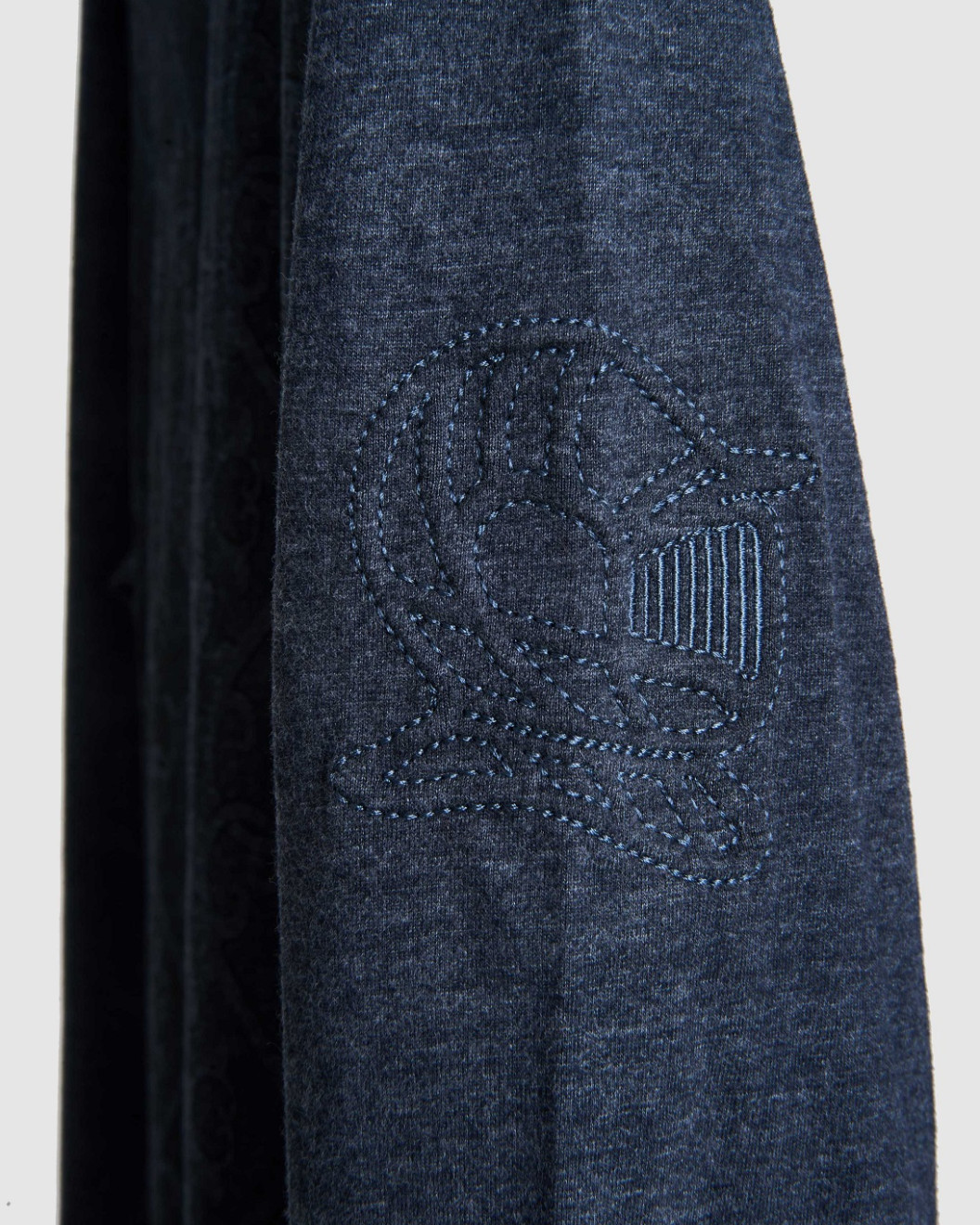 Men's Night Blue Melange Henley Shirt, with Antique Barouque All-over Print on Front Panel