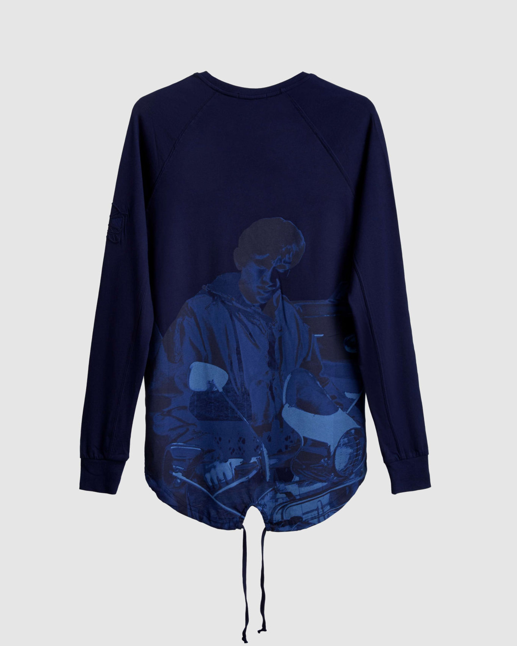 Men's Navy Blue Henley Shirt, with Jimmy - Phil Daniels Quadrophenia Print, with Embossed Embroidery Logo 