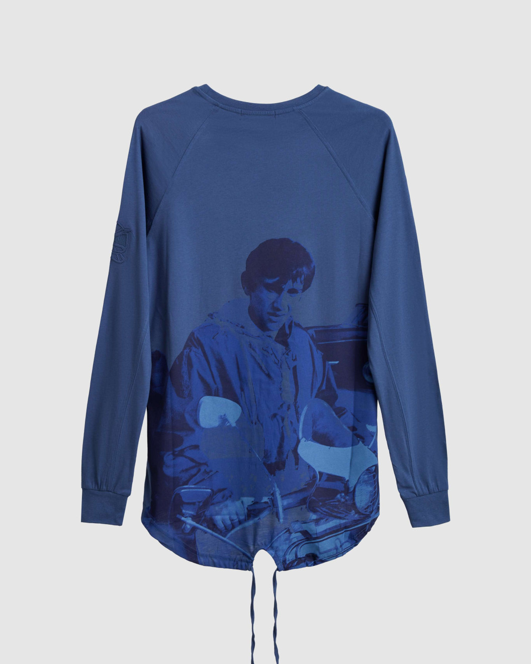 Men's Hazel Blue Henley Shirt, with Jimmy - Phil Daniels Quadrophenia Print, with Embossed Embroidery Logo 