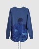 Men's Hazel Blue Henley Shirt, with Jimmy - Phil Daniels Quadrophenia Print, with Embossed Embroidery Logo 