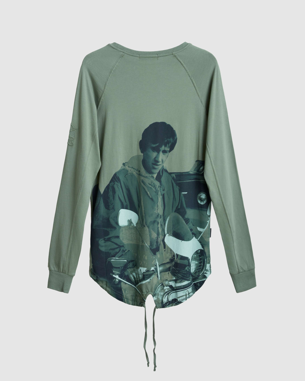 Men's Olive Henley Shirt, with Jimmy - Phil Daniels Quadrophenia Print, with Embossed Embroidery Logo  