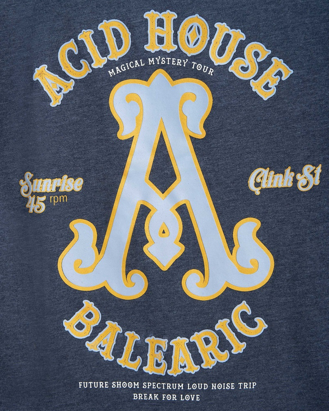 Men's Night Blue Cotton Melange T-Shirt, A For Acid Summer of  88 Sunrise-Clink St Rubber Print & Velvet Motif