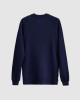 Men's Navy Loop-Back Cotton Sweatshirt, with Casual Society Embossed Micro-Leather and Velvet Emroidery